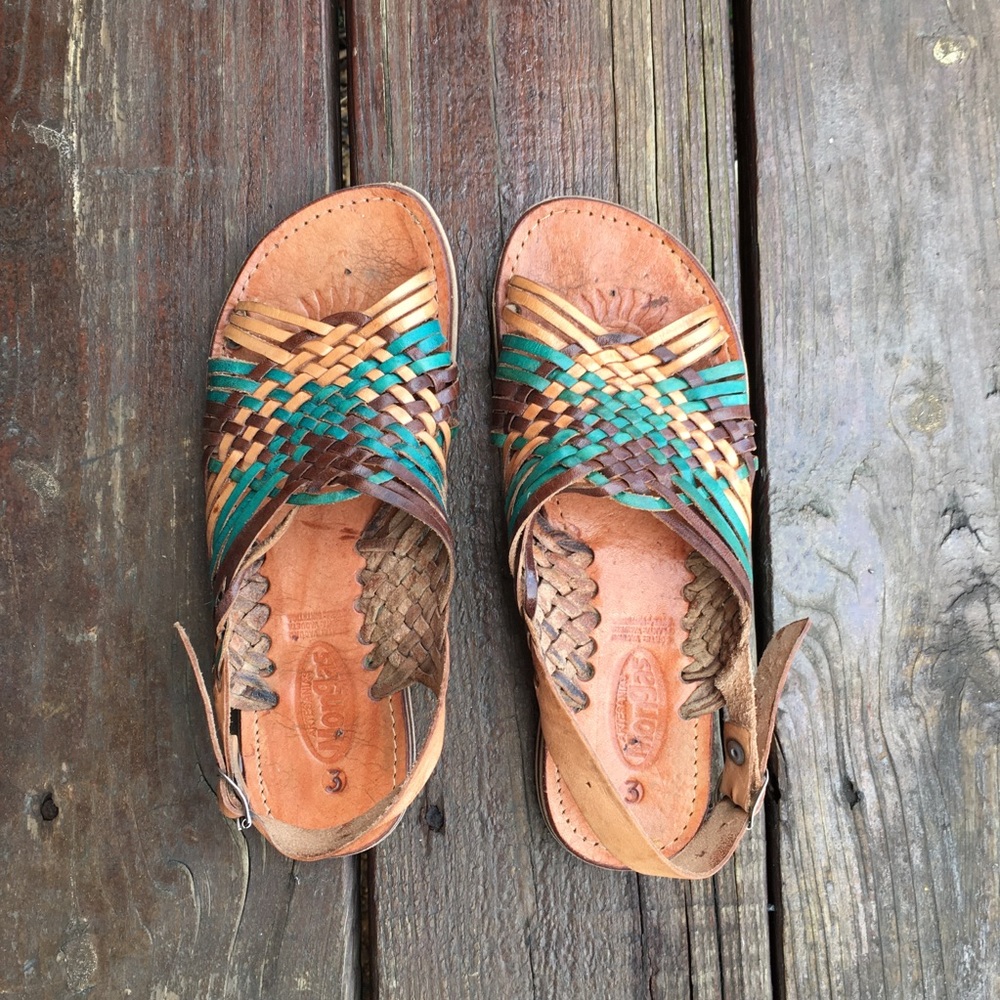 Huarache Sandals Blue Brown 5